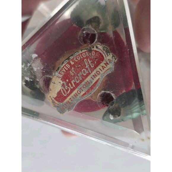 Vintage Red Rose Paperweight Acrylic Gorgeous Bircraft Lucite Cube Clear - Picture 5 of 8